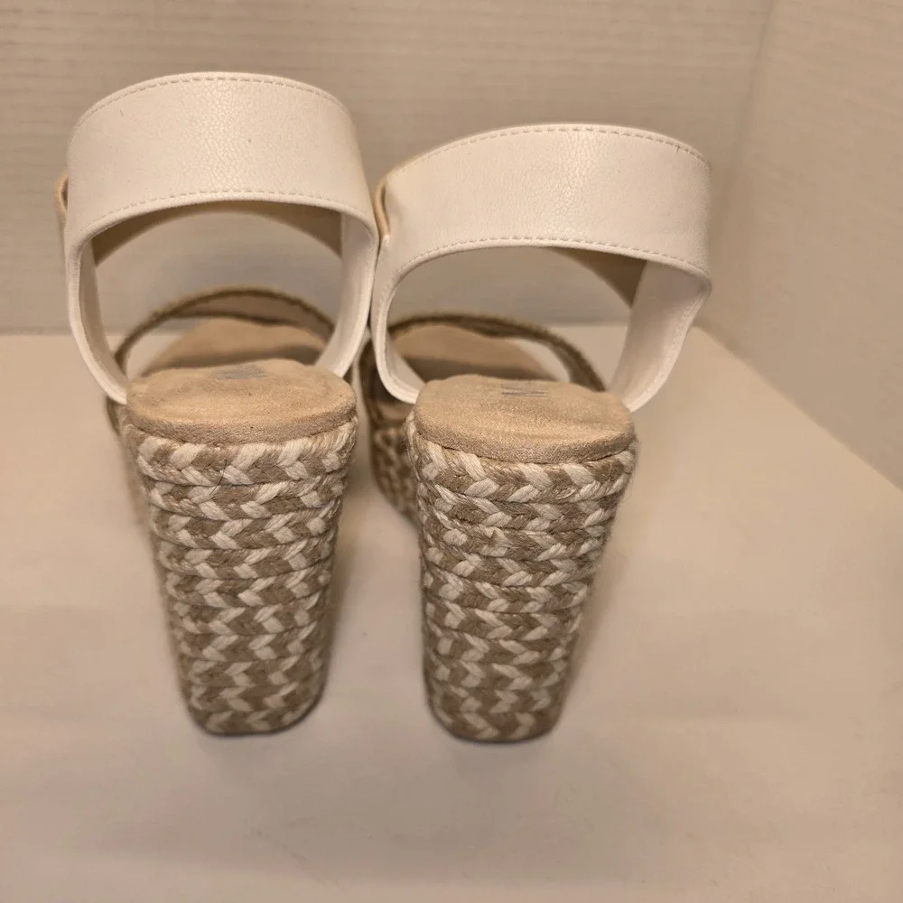 Womens White Espadrille Wedge Sandals Elastic Strap Casual Summer Shoes 6.5M‎